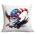 Patriotic gnome riding an eagle on a white decorative square throw pillow cover - 45x45cm Single Sided Printing / Gnome Riding Sea Eagle (CDR302-15)