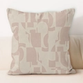 Detail of cream geometric pillow cover with abstract Morandi pink patterns on a sofa - Morandi Color Blocks (HMDS63-5)
