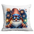 Patriotic gnome pillow case with American flag stars and stripes print for decor - 45x45cm Single Sided Printing / Gnome with Sparkler and Goggles (CDR302-20)