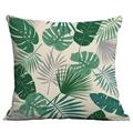 Tropical monstera and palm leaf print square pillow cover for home sofa decor - Beige Rainforest Plants (CDR283-9)