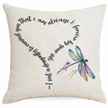 Linen dragonfly pillowcase with watercolor print and sentimental quote for sofa decor - Dragonfly Infinite Heart Quote Style (DYM313-4) / 45*45cm Linen Single Sided Without Core