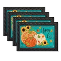 Detail of four stackable Thanksgiving placemats with pumpkin and sunflower patterns - Turquoise Pumpkin Sunflower (TCD98-15) / 30*45cm