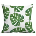 Square pillowcase featuring watercolor monstera leaf print on a clean white background - Watercolor Bleeding Monstera (CDR283-11)
