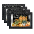 Close-up of Thanksgiving placemats with pumpkins, buffalo check and Give Thanks text - Give Thanks Pumpkin Mix (TCD98-13) / 30*45cm