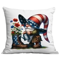 Patriotic gnome pillowcase featuring star and stripe hat design with floral boots - 45x45cm Single Sided Printing / Gnome Watering Flowers in Boot (CDR302-24)