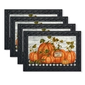 Set of four autumn placemats with orange pumpkins and Happy Fall Y'all rustic greeting - Happy Fall Pumpkin Pile (TCD98-14) / 30*45cm