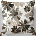 Nordisches Morandi-Kissen mit Gänseblümchen-Muster in Erdtönen und Khaki-Blüten - Retro Gänseblümchen Muster (CDR325-2)