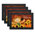 Set of 4 autumn placemats featuring scarecrow, pumpkins and sunflowers with Welcome text - Scarecrow with Straw Hat (TCD98-10) / 30*45cm