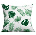 Tropical monstera and palm leaf print square throw pillow cover in white and green - Natural White Greenery (CDR283-17)