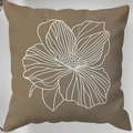 Modernes Morandi Pflanzenkissen in Braun mit minimalistischer weißer Blumenkunst - Weiße Linie Floral auf Braun (CDR325-4)