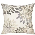 Fodera per cuscino in lino decorativa con motivo geometrico dahlia vintage grigio e beige - Motivo Artistico Dalia (DYM321-1)