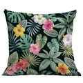 Tropical cushion cover featuring vibrant hibiscus flowers and lush jungle green leaves - Dark Jungle Floral (CDR283-25)