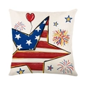 Vintage linnen kussenhoes met sterren en strepen voor patriottische huisdecoratie - Ster Strepen Vuurwerk Hart Stijl (YMD556-1)