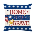 Amerikaanse retro linnen kussenhoes met Home of the Brave print en patriottische sterren - HOME of the BRAVE Stijl (YMD556-3)