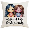 Leinen-Kissenbezug mit „different but Bestfriends“-Druck für Sofa und Schlafzimmer - Vielfältige Beste Freunde Stil (DYM319-8) / 45x45cm (Einseitiger Druck, Ohne Füllung)