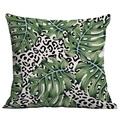 Tropical pillow cover with green monstera leaf and black white leopard print design - Leopard Monstera Leaves (CDR283-30)