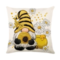 Linnen kussenhoes met bijengnoom en honingpot voor decoratie in de woonkamer - 45x45cm / Kabouter Stijl (JYM589-1)