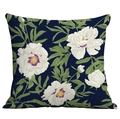 Navy blue throw pillow cover featuring elegant white peony flower print for home decor - Navy Base White Peony (CDR283-36)