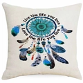 Vierkante kussensloop met blauwe zonnebloem dromenvanger en inspirerende quote - Zonnebloem Dromenvanger Levenscitaat Stijl (DYM315-2)