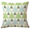 Nordic square cushion cover with geometric triangle patterns in fresh green and blue - 45x45cm / Blue Green Triangle (CDR282-5)