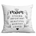 Housse de coussin carrée pour la fête des mères en blanc avec motif couronne et maman - Style Couronne Maman Forte Importante (CDR317-5) / 45x45CM (Sans Noyau)