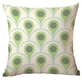Nordic geometric pillow cover featuring green and cream peacock feather art patterns - 45x45cm / Blue Green Feather Eye (CDR282-6)
