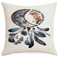 Square bohemian cushion cover with dreamcatcher moon design and Chase Your Dream print - Chase Your Dream Moon Flower Style (DYM315-7)