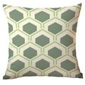 Modern Nordic square pillowcase with green and beige geometric honeycomb hexagon patterns - 45x45cm / Blue Green Hexagon (CDR282-7)