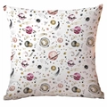 Starry universe spaceship decorative square pillowcase with watercolor planet design - 45*45cm Without Core / White Hand-painted Fresh Space (TDLD88-20)