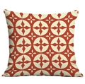 Nordic square throw pillow cover with geometric brick red and cream patterns - 45x45cm / Brick Red Vintage Geometric (CDR282-11)