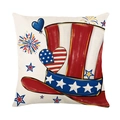 Vierkante linnen kussensloop met Oom Sam hoed en Amerikaans vlag hartpatroon decoratie - Uncle Sam Hoed Hart Ballon Stijl (YMD556-4)