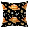 Detailed view of square pillowcase with watercolor spaceship and celestial planet patterns - 45*45cm Without Core / Black Watercolor Celestial (TDLD88-17)