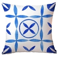 Funda de cojín de felpa con patrón geométrico acuarela azul para sofá de decoración - Estampado De Celosía De Lanzadera Azul Y Blanco (CDR299-22)