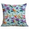 3D floral print square cushion cover with embossed purple and orange flower patterns - 45x45cm / Cyan Blue Colorful Relief (DLD7-15)
