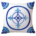 Funda de cojín geométrica de limón con patrón de mandala azul acuarela en tela blanca - Patrón De Azulejos Elegantes Azul Y Blanco (CDR299-24)