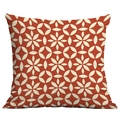 Modern Nordic geometric pillow case in brick red and cream floral pattern - 45x45cm / Brick Red Floral Geometric (CDR282-16)