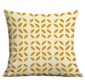 Nordic geometric square pillowcase with yellow leaf pattern on off-white fabric - 45x45cm / Off White Yellow Leaves (CDR282-18)