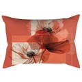 Rechteckiger Kissenbezug mit rotem Mohnblumenmuster und modernen geometrischen Akzenten - Seidentextur Mohn-Stil (CDR331-6)