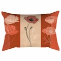 Detail of red poppy flower print on patchwork cotton linen rectangular cushion cover - Hand-painted Botanical Floral (CDR331-4) / 30*50cm