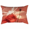 Detailed view of red poppy floral print on rectangular lumbar pillowcase cover - Translucent Art Floral (CDR331-3) / 30*50cm