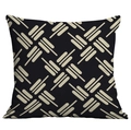 Modern geometric square cushion cover with black and beige abstract linear patterns - 45x45cm / Black Beige Lines (CDR282-21)