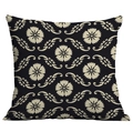 Nordic square pillow cover with black damask floral pattern in vintage geometric style - 45x45cm / Black Beige Pattern (CDR282-23)