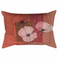 Moderner Kissenbezug mit rotem Mohnblumen-Linienmuster und geometrischen Formen im Design - Modernes Blumen-Linienentwurf (CDR331-5)