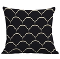 Modern Nordic square cushion cover with black and gold geometric Art Deco fish scale pattern - 45x45cm / Black Beige Fan Pattern (CDR282-26)