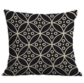 Black and beige geometric pillow case with circular ethnic patterns on square cushion cover - 45x45cm / Black Beige Geometric (CDR282-27)