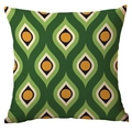 Square geometric throw pillow cover with green and orange eye pattern in modern Nordic style - 45x45cm / Green Yellow Geometric Leaves (CDR282-28)
