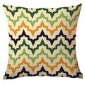 Modern Nordic geometric chevron cushion cover in green and orange tones - 45x45cm / Colorful Chevron (CDR282-29)