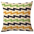 Nordic geometric zigzag cushion cover in green, navy, and yellow for modern sofa decor - 45x45cm / Green Blue Ginger Chevron (CDR282-31)