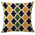 Modern Nordic square cushion cover with navy blue and yellow geometric diamond pattern - 45x45cm / Colorful Vintage Diamond (CDR282-32)