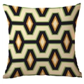 Nordic geometric throw pillow cover with orange and green lines on beige background - 45x45cm / Vintage Geometric Polylines (CDR282-33)